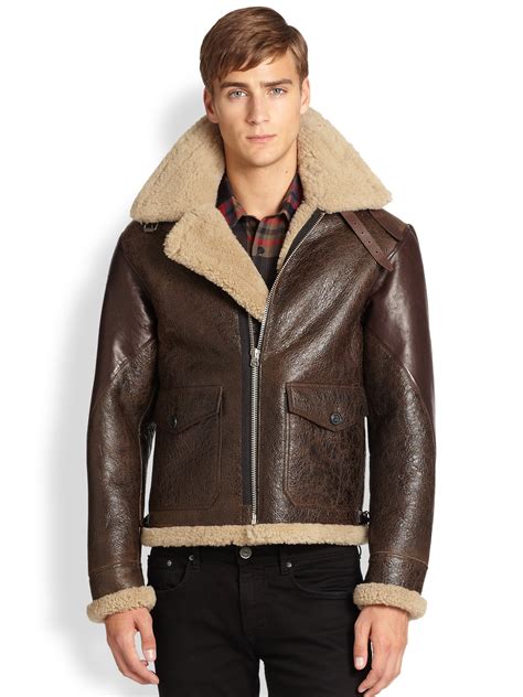 burberry mens shearling coat|shearling aviator jacket men's.